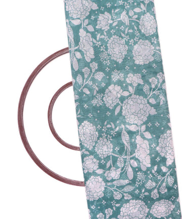 Green Colour Floral Print Chanderi Fabric